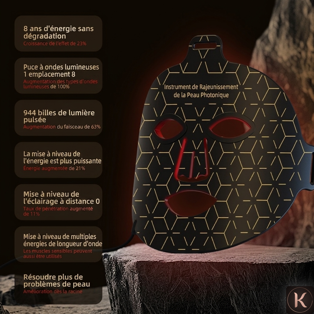 Masque LED Visage Photothérapie KORYANCE 8 Thérapies Anti-Âge & Éclat | Visage |
