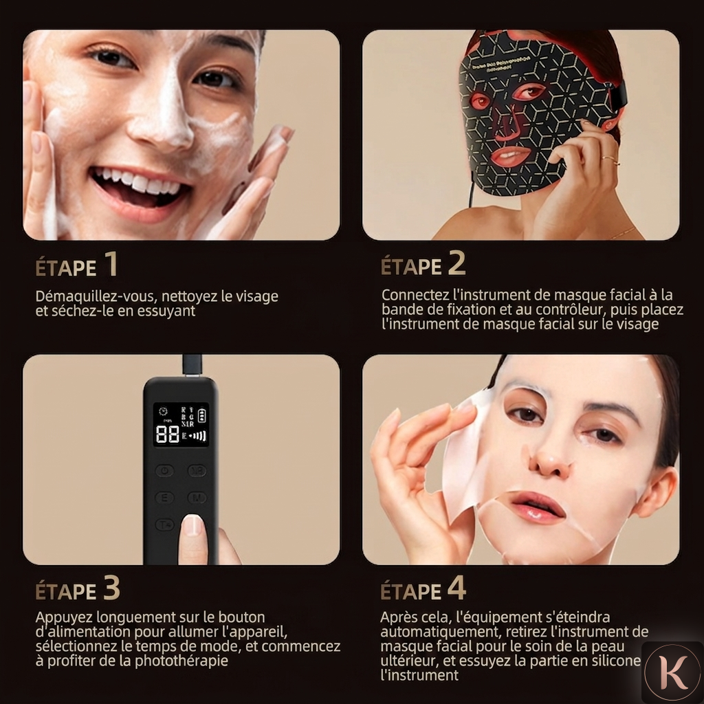 Masque LED Visage Photothérapie KORYANCE 8 Thérapies Anti-Âge & Éclat | Visage |