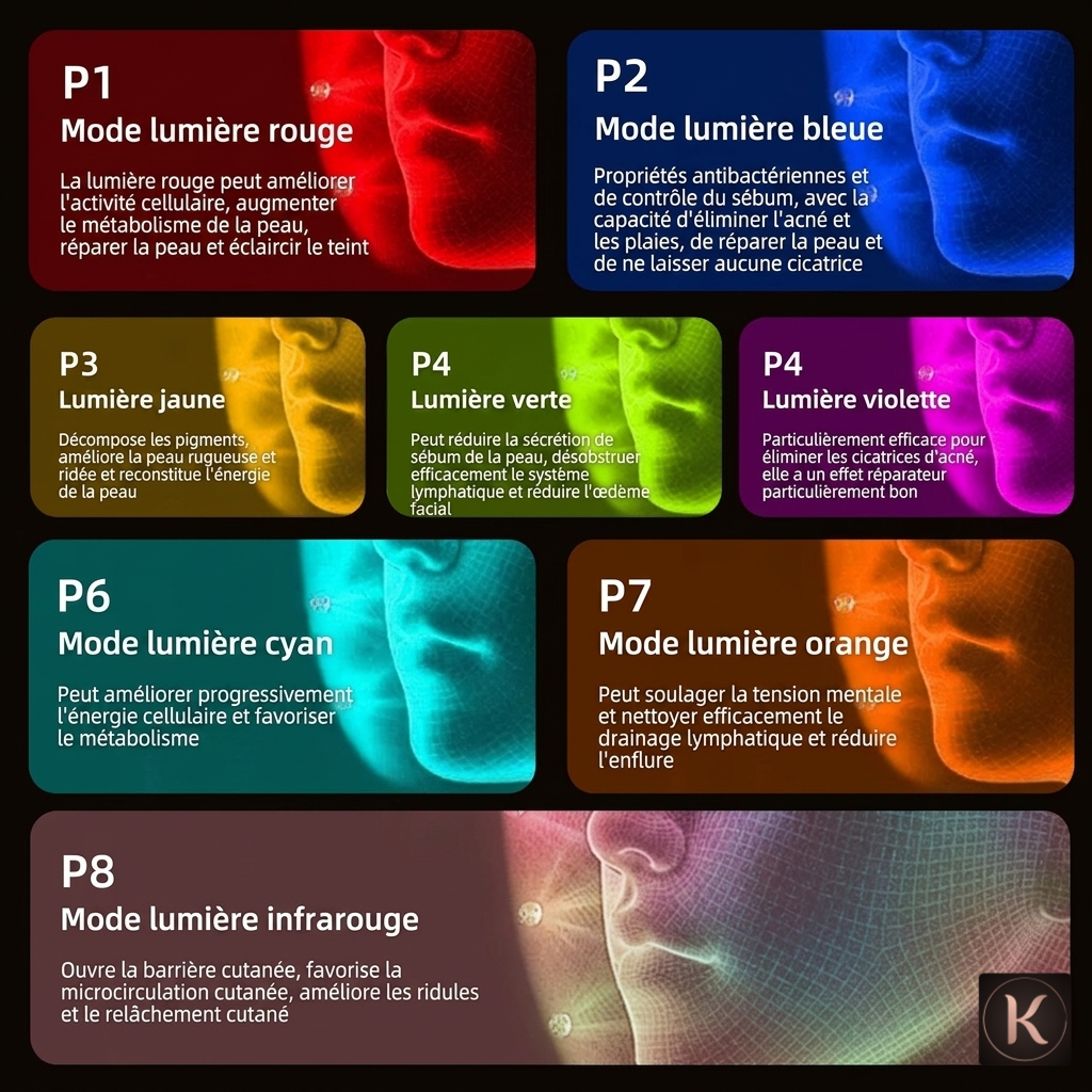 Masque LED Visage Photothérapie KORYANCE 8 Thérapies Anti-Âge & Éclat | Visage |