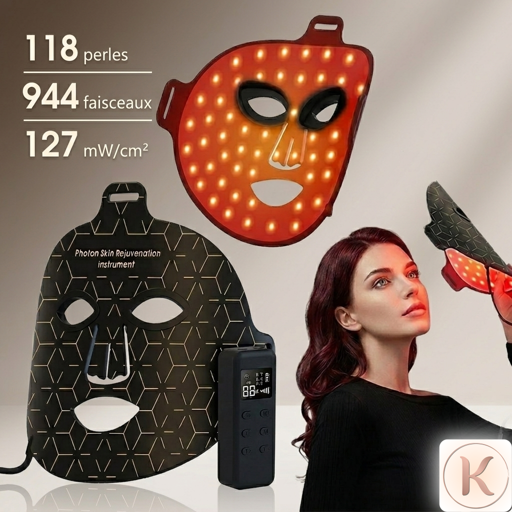 Masque LED Visage Photothérapie KORYANCE 8 Thérapies Anti-Âge & Éclat | Visage |